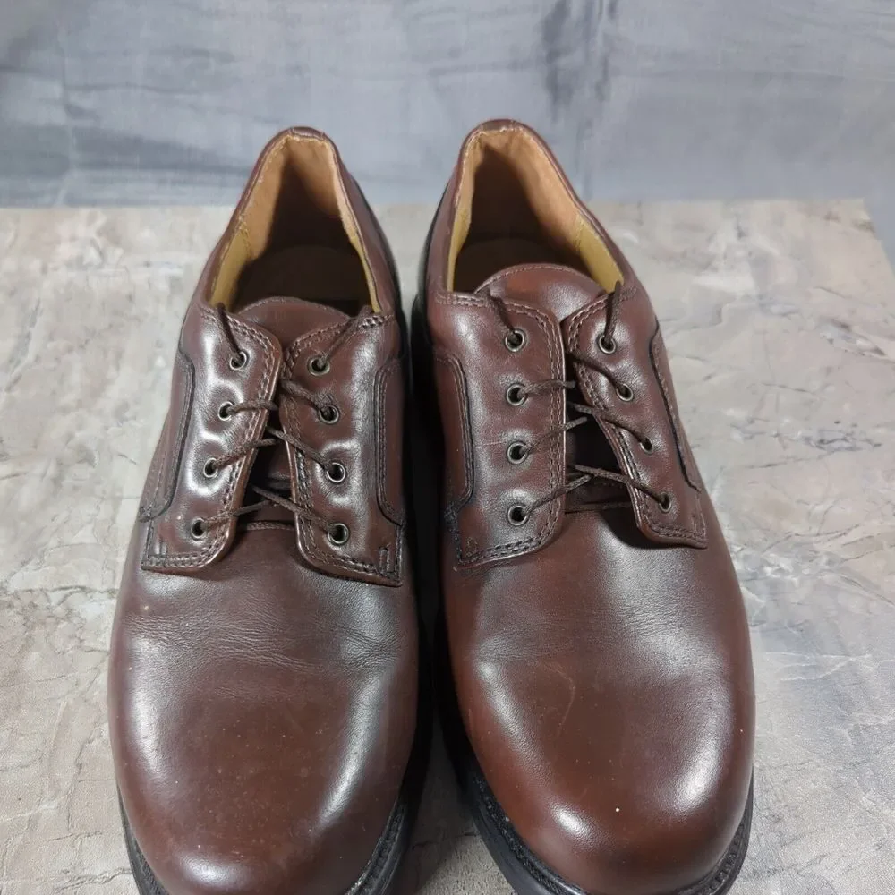 Nunn Bush Mens Size‎ 9 M Brown Leather Plain Toe Upper Oxford Lace Up 81105-51